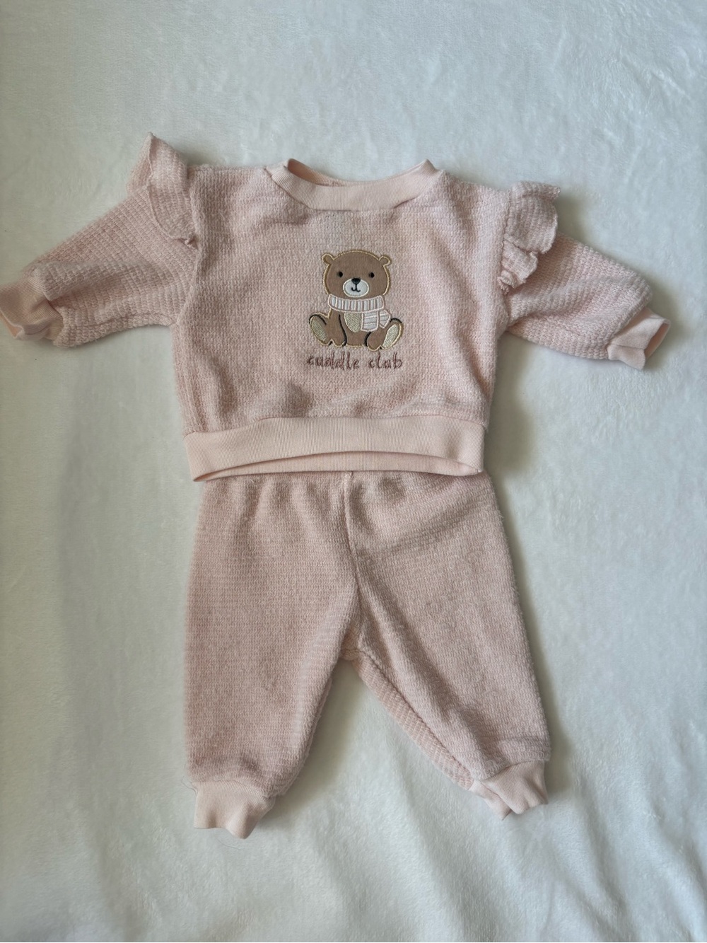 "Cuddle Club" Pink Teddy Bear Knit Set